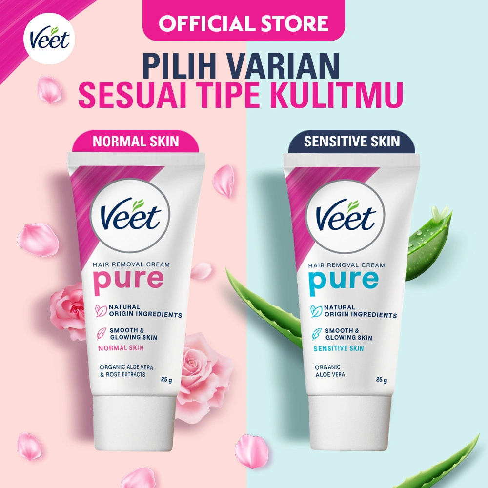 Veet Normal Pure Skin / Sensitive Skin Hair Removal Cream 25gr Krim Perontok Bulu