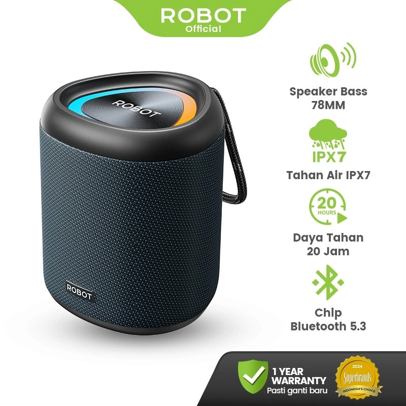 [ NEW RB-120S ]- SOUND RB120S ROBOT Speaker Bluetooth Portabel 5.3 15W Super Bass 78mm with RGB Light Speaker Waterproof IPX7 RB120S Original - Garansi 1 Tahun ori
