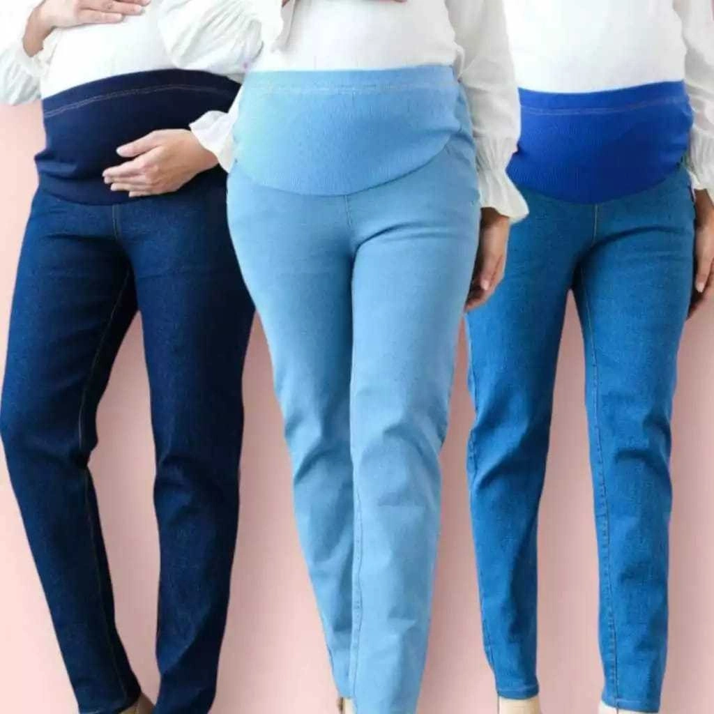 Celana Hamil Jeans Denim Jumbo Maternity Pants Office Fashion Wanita Bumil Premium