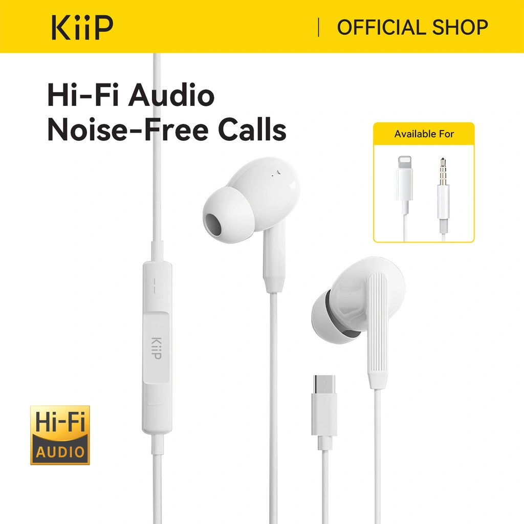 KiiP Headset Wired HiFi Earphone Kabel ENC Call Noise Cancellation Headset Kabel Anti Delay