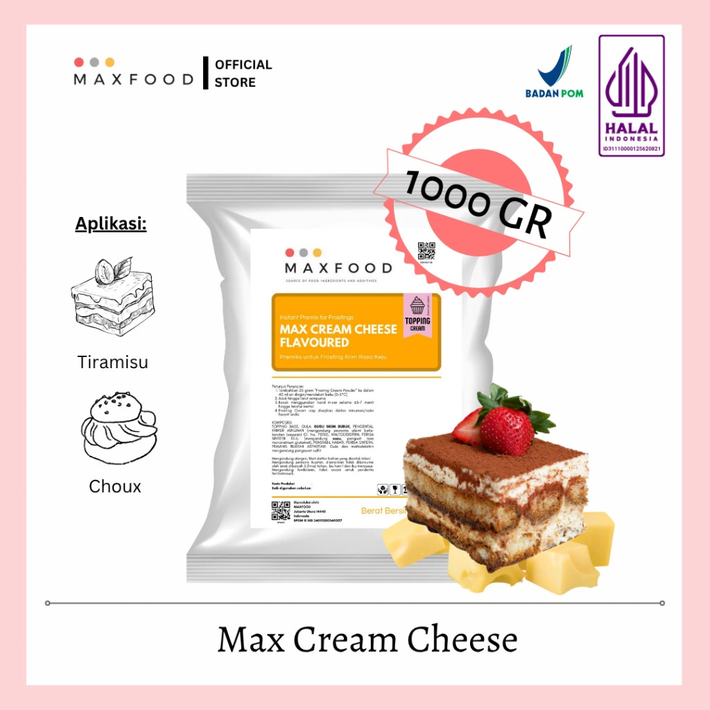 MAXFOOD - Max Cream Cheese / Topping Cream Rasa Keju 1 KG