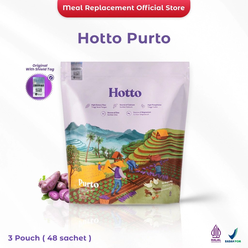 Hotto Purto Multigrain (1 Pouch Isi 16 Sachet) With Purple Potato Ubi Ungu Original