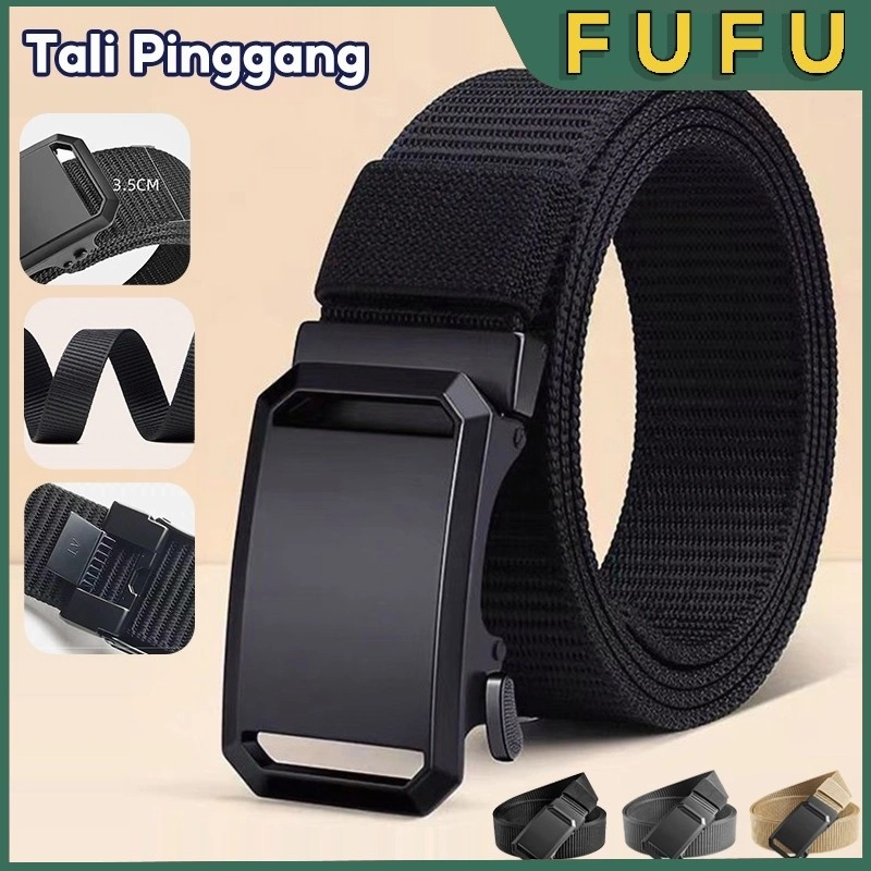 Fufu Ikat Pinggang Kanvas Pria Wanita / Ikat Pinggang Metal / Sabuk Pria / Gesper Kasual Unisex Bahan Metal Untuk Harian