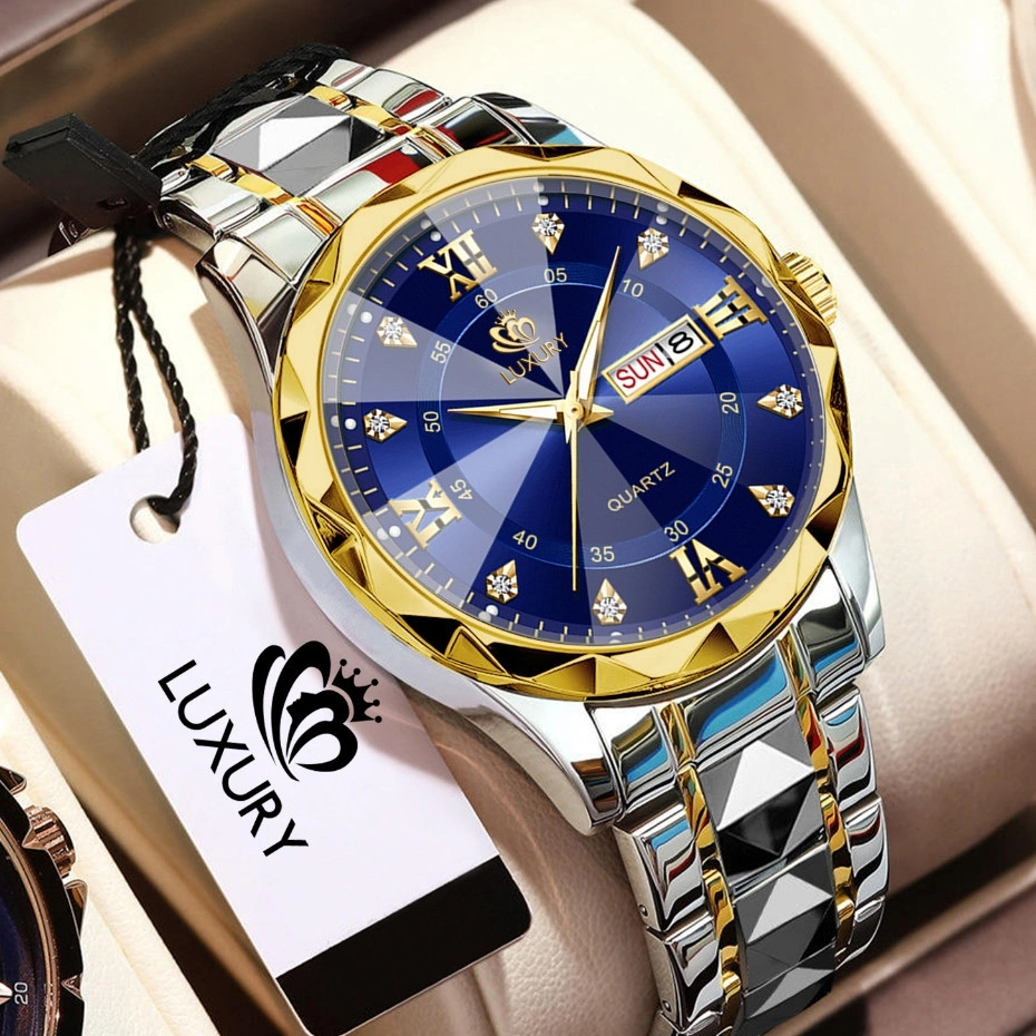 HOT SALE Jam Tangan Pria LUXURY Tahan Air Rantai Stainless Steel Anti Karat Fitur Kalender Aktif BEST SELLER + Kotak Dan Batrai