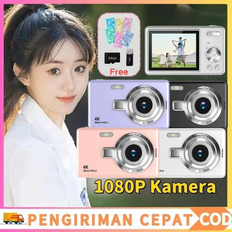 [COD] FREE Stiker 4K Camera Digital Digicam Kamera Pocket 48MP 1080P Kamera Mini / Kamera Saku Model Retro/2,4 Inci Zoom 16x Tangkap Senyuman Anti-guncang