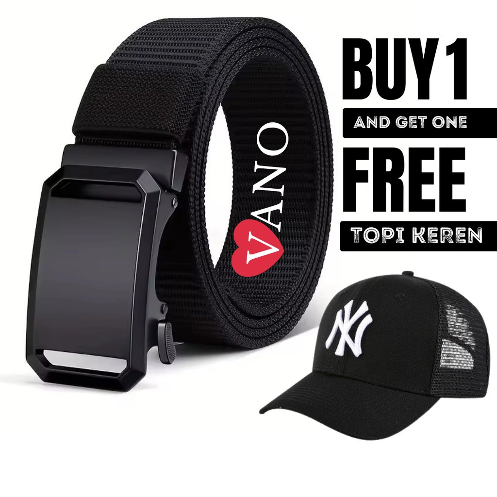 BIG SALE GRATIS TOPI !!! Ikat Pinggang Pria Nylon Kanvas Rel