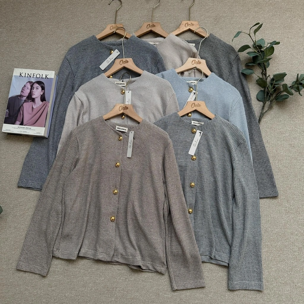 Oclo Anciany Cardi Basic Atasan Wanita Cardigan Rajut Lengan Panjang OCL02295