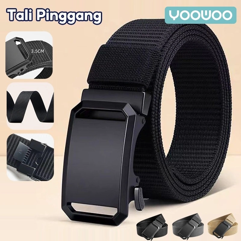 YooWoo Ikat Pinggang Kanvas Pria Wanita / Ikat Pinggang Metal / Sabuk Pria / Gesper Kasual Unisex Bahan Metal Untuk Harian
