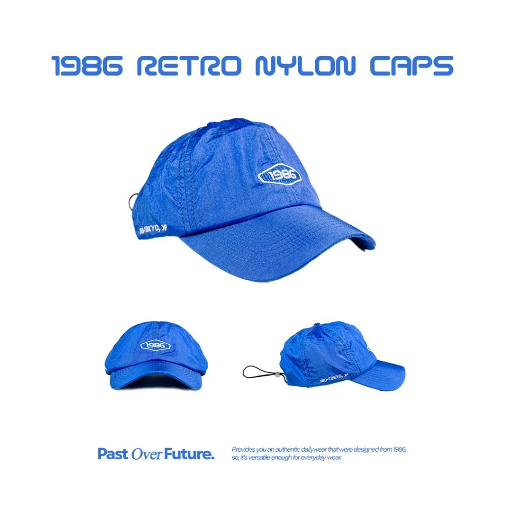 1986 Retro Nylon Caps - Topi Neo Tokyo Japan Blue Hat Nilon Vintage Outdoor