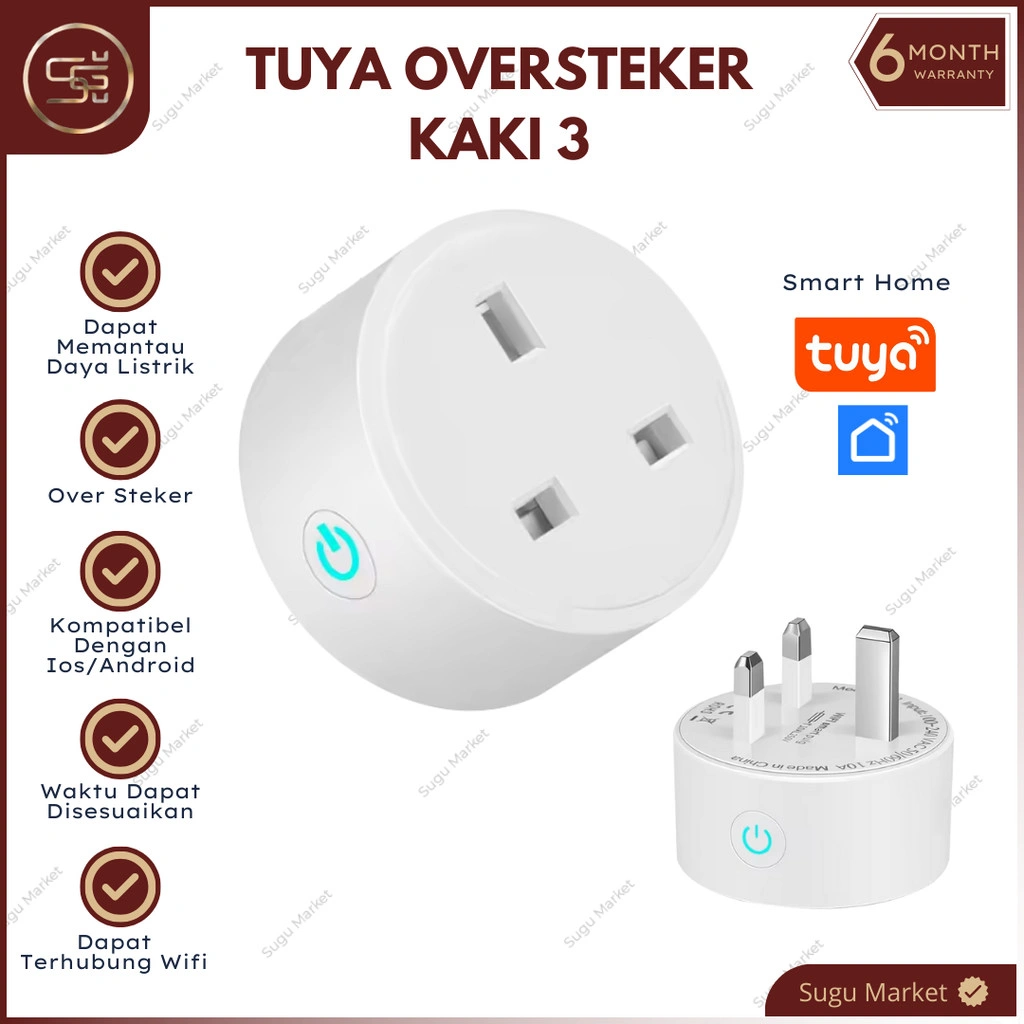 Tuya Smart Plug WiFi Timing Smartlife Power Monitor UK Android Ios / Colokan Kaki 3 / Steker WiFi 16
