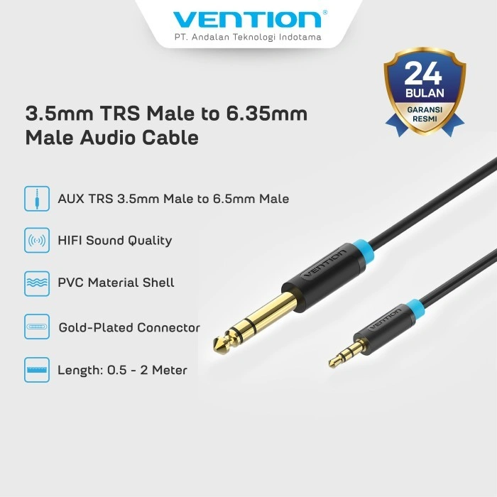 Vention Kabel AUX 6.35mm to Jack Audio 3.5mm - BAB
