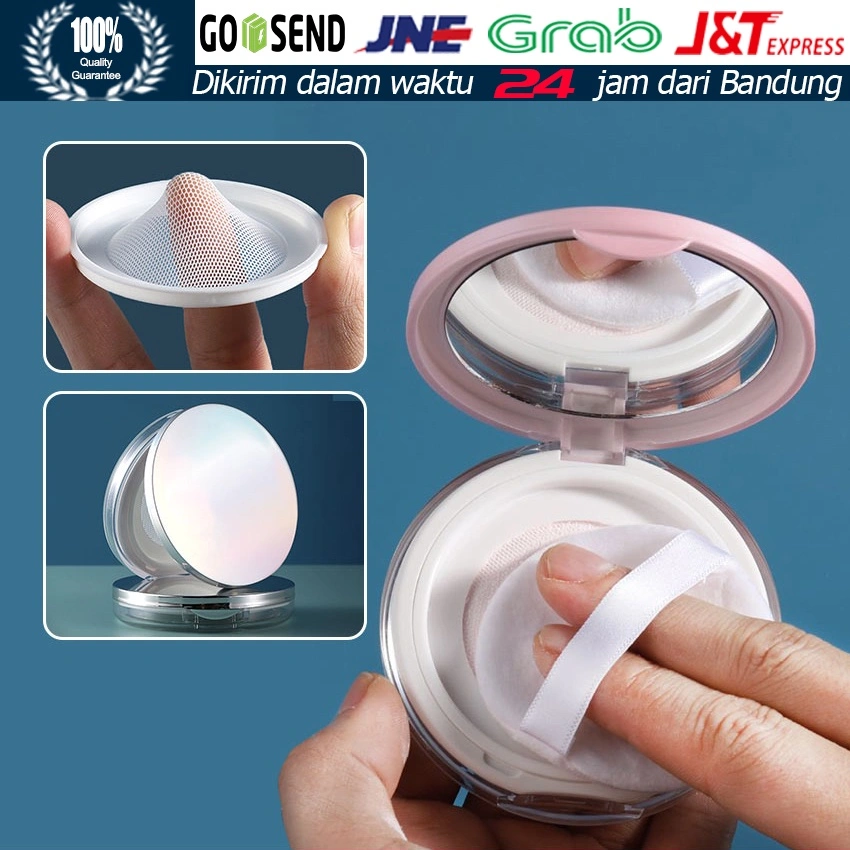 Wadah Bedak Tabur Travel / Tempat Bedak Tabur Tempat Loose Powder + Free Sponge