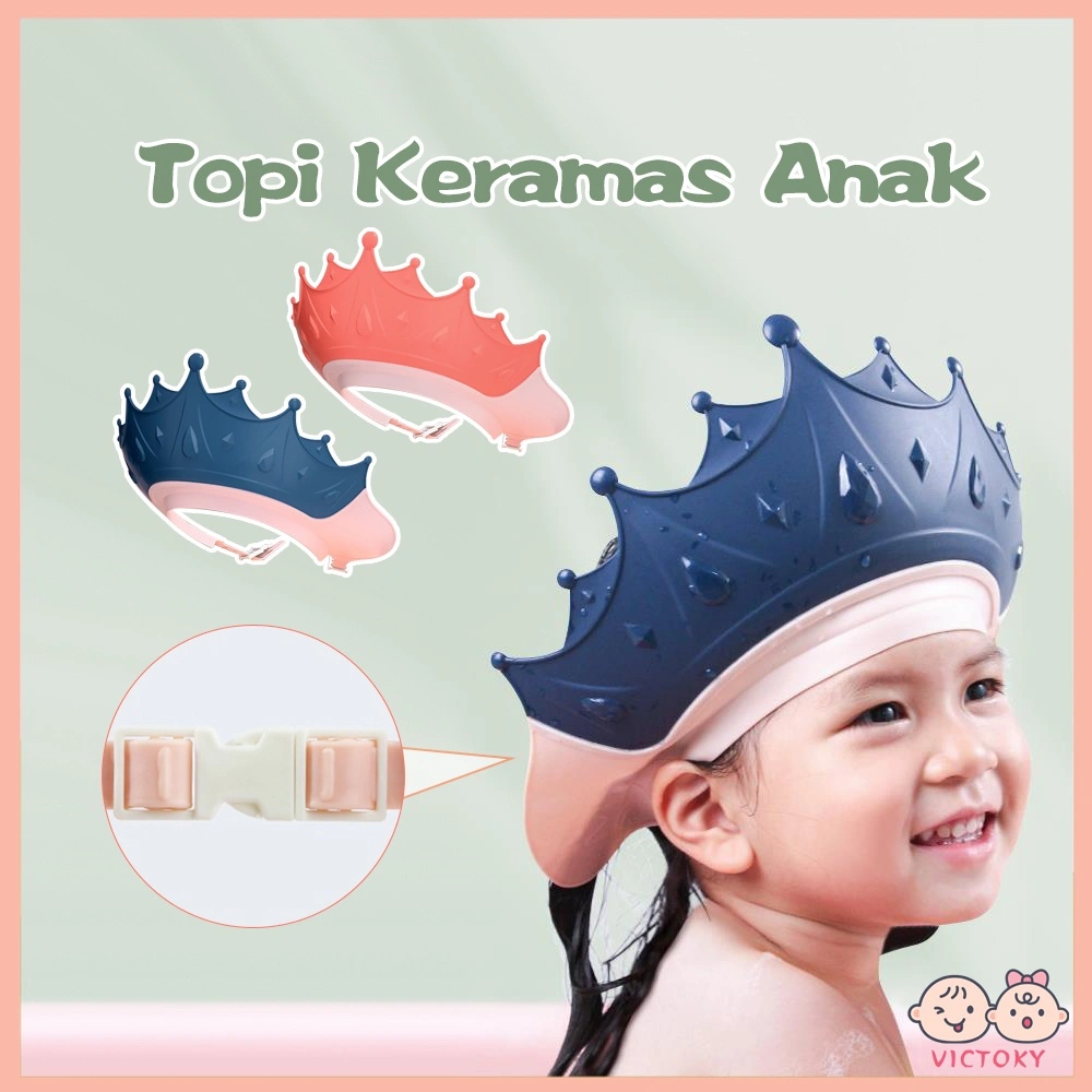 VICTOKY Topi Keramas Mahkota Bayi / Baby Shower Cap / Topi Mandi Pelindung Anak