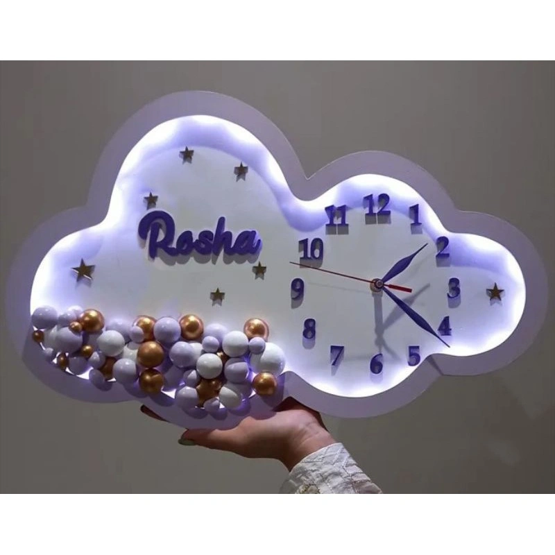 Jam dinding custom nama, baby sign