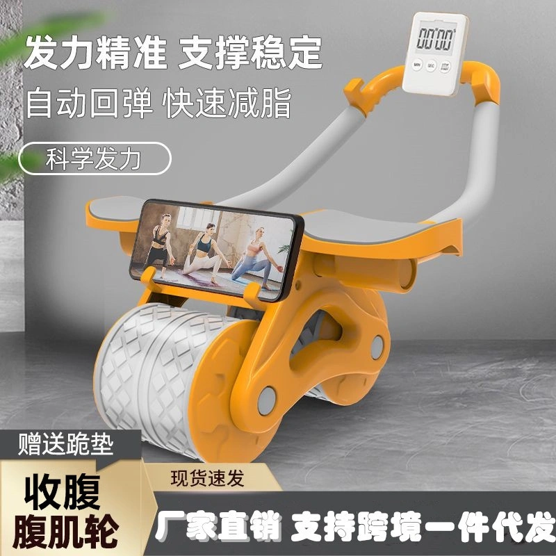 Ab Wheel 2in1 Ab Roller Wheels Plank Trainer Abdominal Core Roller Ab Wheel Double Wheel Rebound Plus Phone Holder