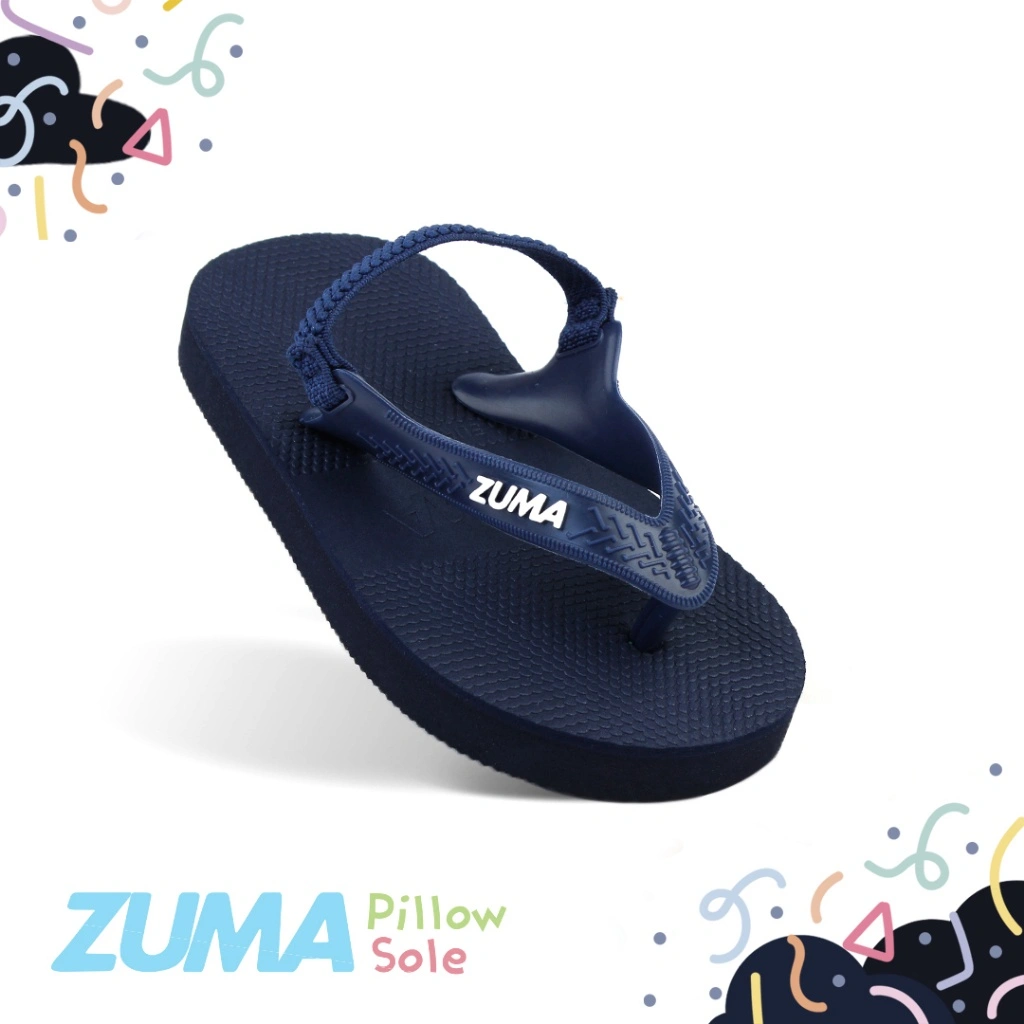Zuma Baby Classic 4 Navy, Sandal Jepit Bayi Karet Tali Belakang, Biru Tua
