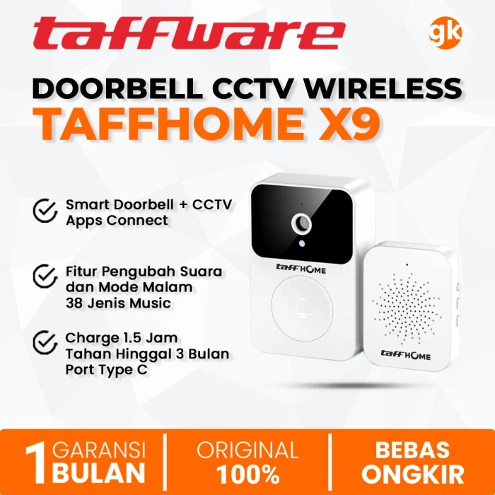 TAFFHOME X9 Smart Doorbell CCTV Wireless Video Kamera HD Talkback Bel Rumah Bell Kantor App Smartphone