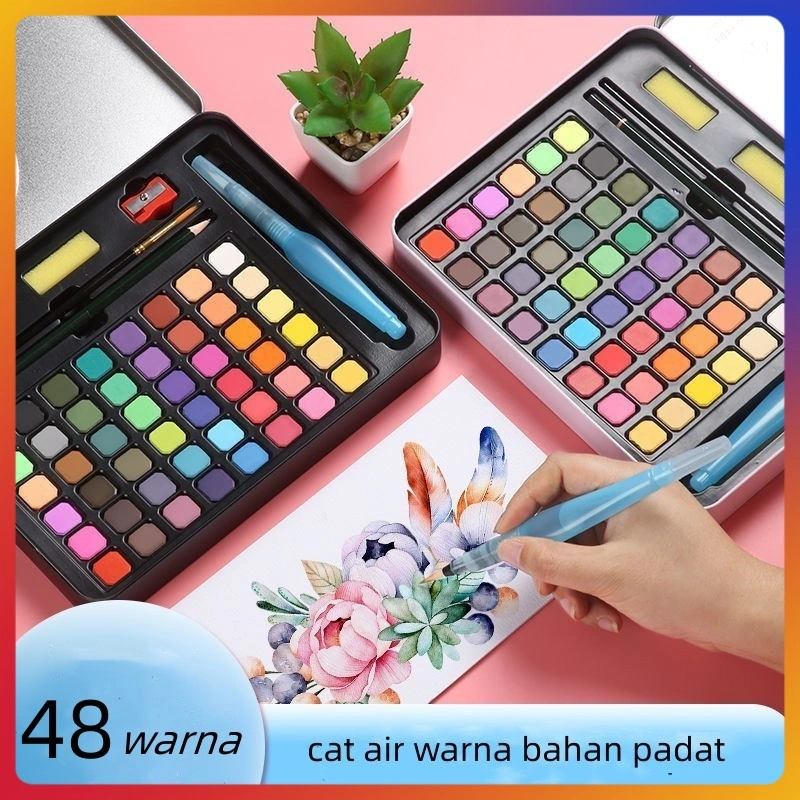 Setiap set alat cat air/cat air 36 dan 48 warna (termasuk kuas dan kertas)