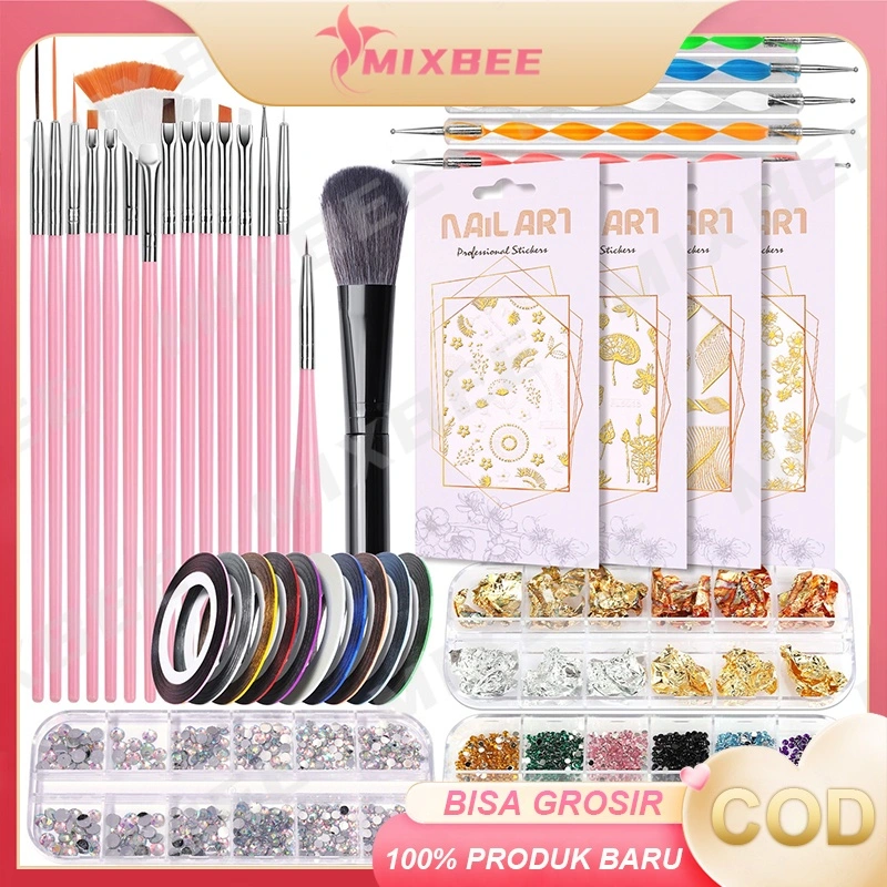 Set Peralatan Manikur Seni Kuku Kit Ujung Kuas Kuku Akrilik, Set Kombo Profesional DIY, Kit Seni Kuku Gel UV, Alat Gosok Ujung Kuku, Set Lem Akrilik, Spons Kuku untuk Manikur Luntur Warna