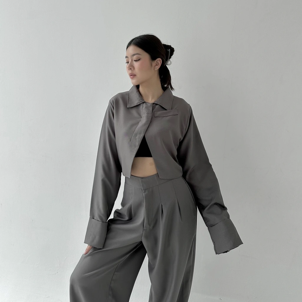 KIT BLAZER - Atasan Crop Outer Blazer Wanita Luaran Top Jacket Murah Baju Lengan Tangan Panjang Vest Rompi Posha