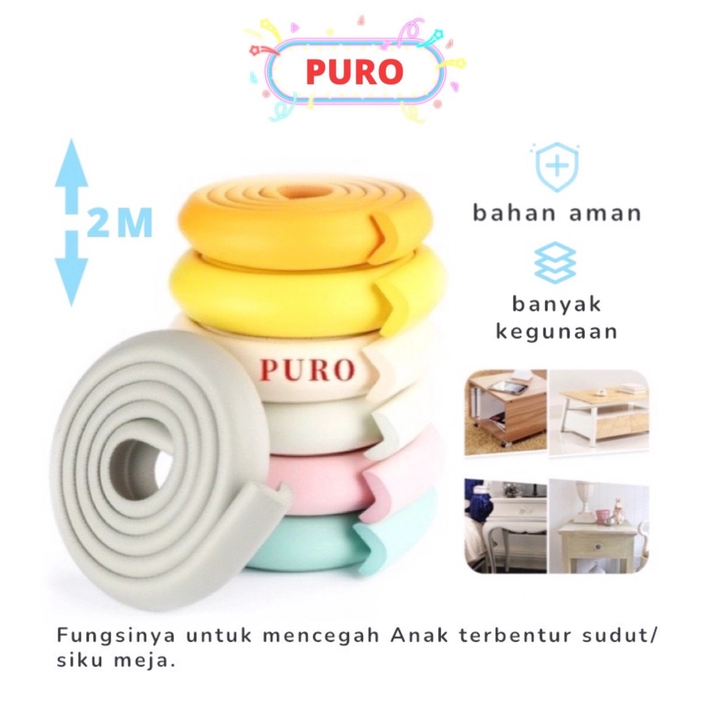 Pelindung Sudut atau Sisi Meja Kaca 2M Busa Cover Sudut Meja Pengaman Anak Babycare Ada Lem