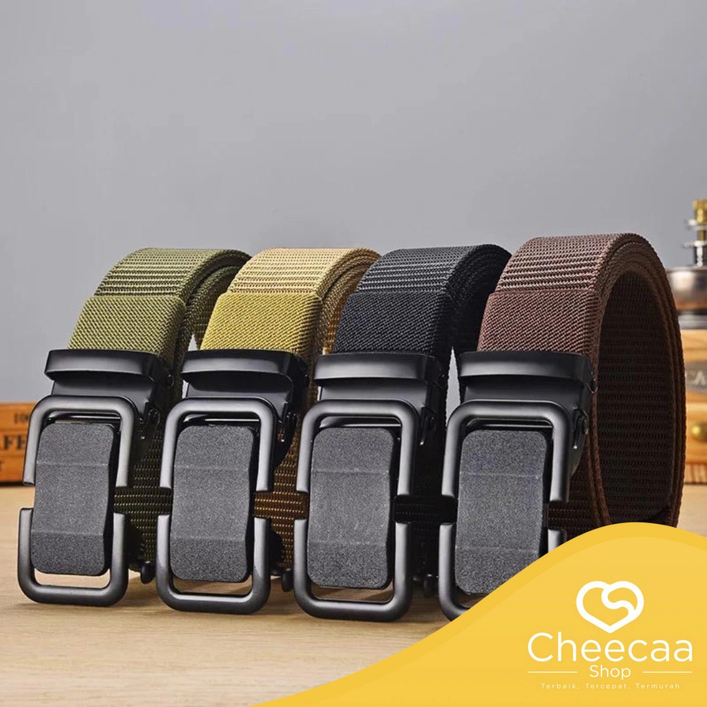 CC (SB05) Ikat Pinggang Pria Sabuk Pria Bahan Nylon Canvas Model Rel Gesper Men Belt
