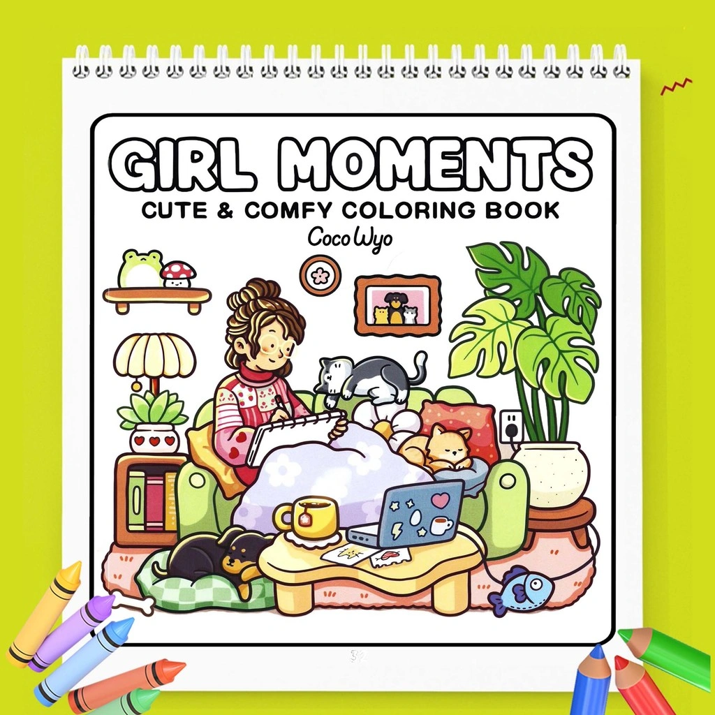 Girl Moment Cute And Comfy Coloring Book Coco Wyo - Buku Mewarnai Lucu