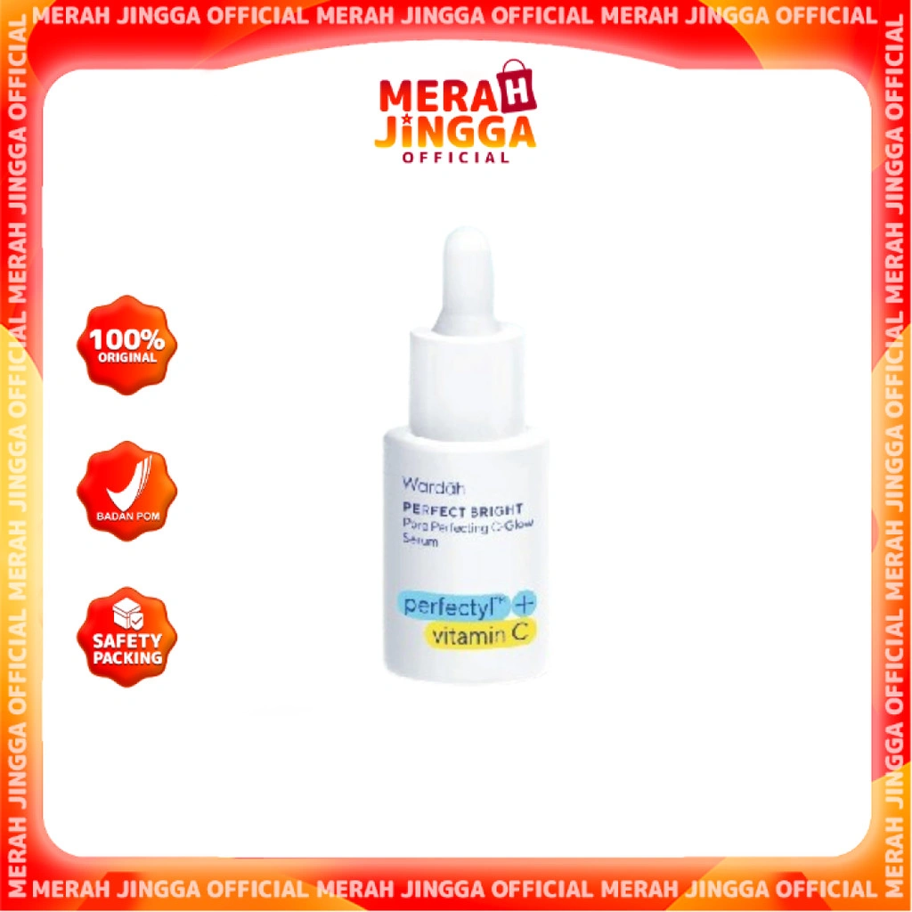Wardah Perfect Bright Pore Perfecting C-Glow Serum Perfectyltm Vitamin C 15ml Merah Jingga Official