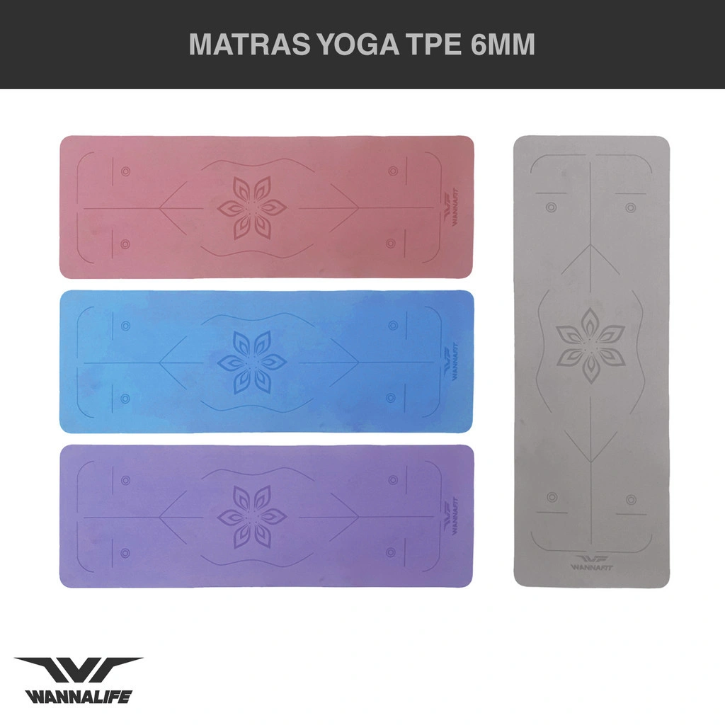 WANNALIFE Matras Yoga TPE 6mm | Alat Olahraga Rumah