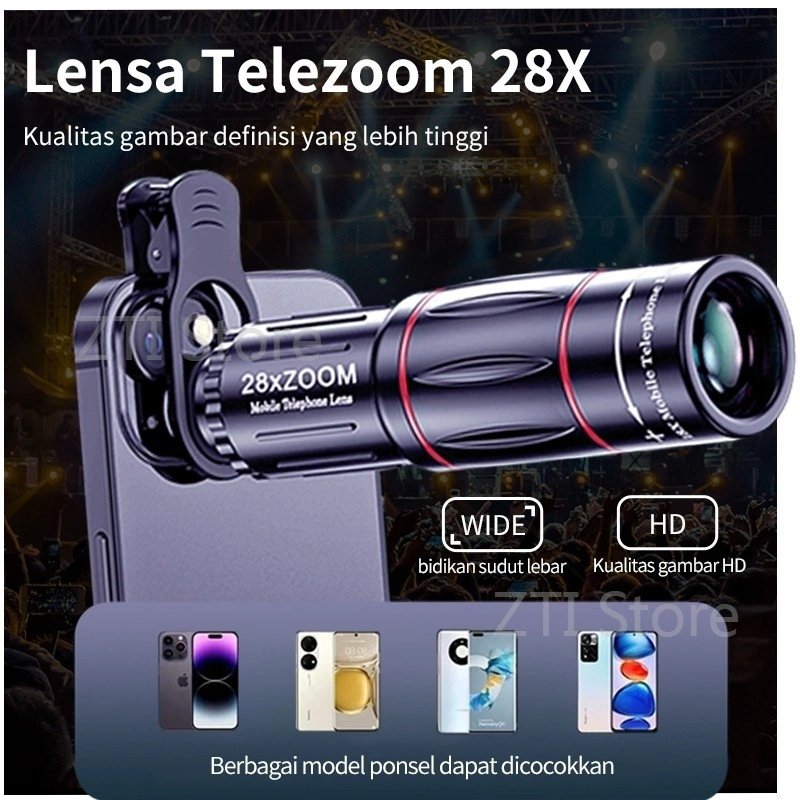 Lensa 28X Zoom Lensa Apexel 28x Zoom Tele Zoom lensa Apexel 18x25 Original HP Handphone Bermata HD Ponsel Camera Optik Dengan Tripod