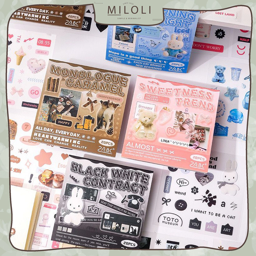 [MILOLI] 20Pcs CUTE ANIMAL CARTOON KARAKTER Sticker Planner 3D DIY Scrapbook Stiker Dekor Jurnal - B0503