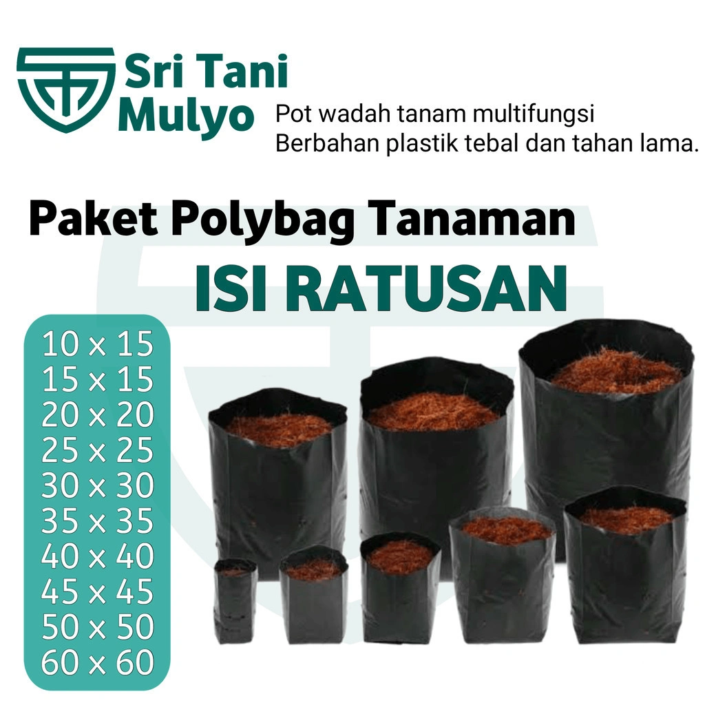per Pack  Polybag Tanaman Tebal -Paket Plastik Polibag 10x12 15x15 20x20 25x25 30x30 35x35 40x40 50x50