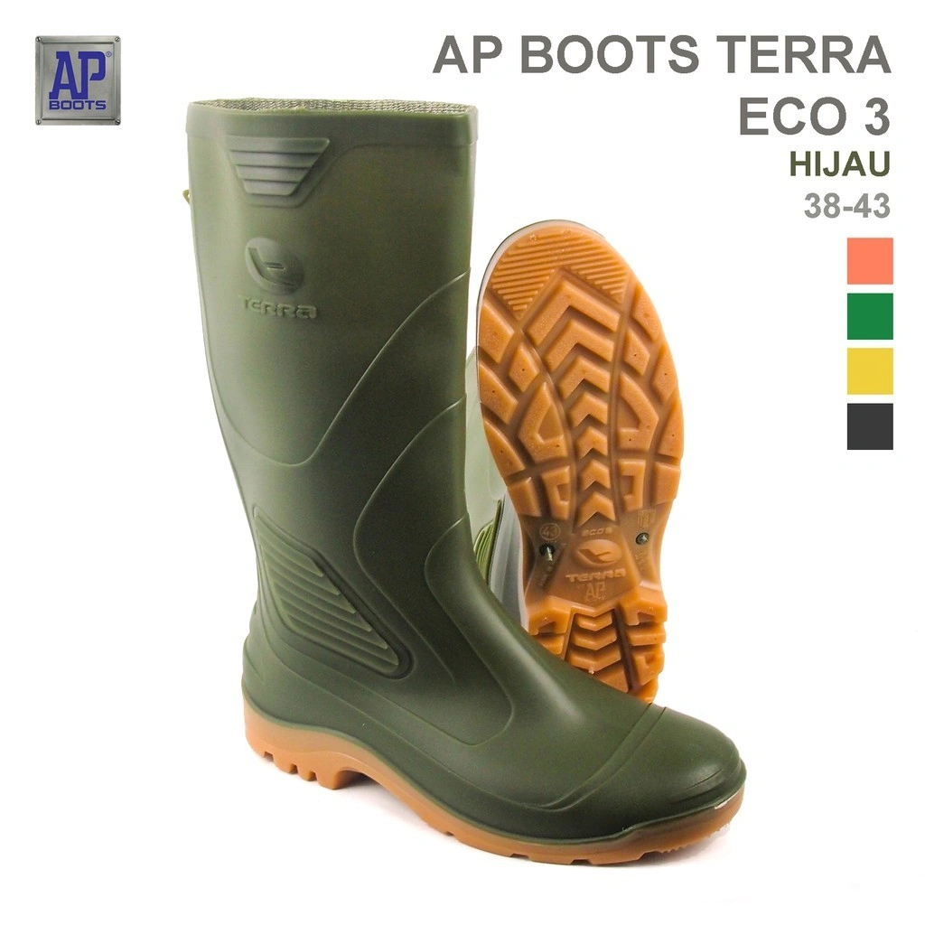 Katzz - AP Boots TERRA ECO 3 Hijau - Sepatu Boot PVC Ekonomis Berkualitas. Sepatu Boot AP Tinggi termurah dari AP Boot / CQ BOOTS JR07 JR08 Sepatu Boot Tinggi termurah dari KATZZ [Katzz Terra Eco 3 / JR07 / JR08]