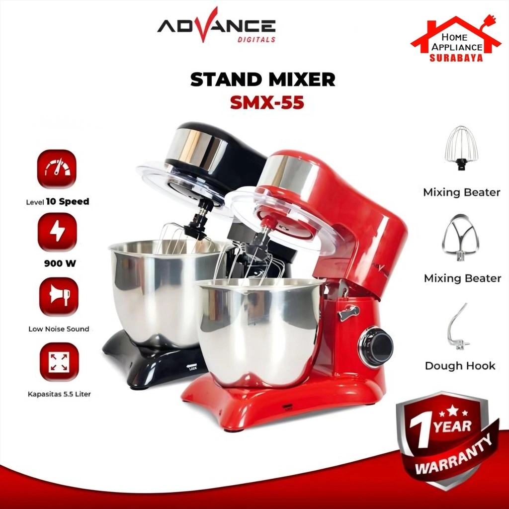 ADVANCE Stand Mixer 10 Speed Kapasitas 5.5 Liter - Standing Mixer - Mixer Berdiri 5.5L SMX-55A / SMX 55 A