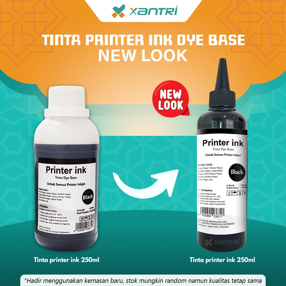Xantri - Tinta Dye Base Compatible For Printer Canon IP2770 IP2870 MG2570 MP230 MP287 E400 E401 250ml