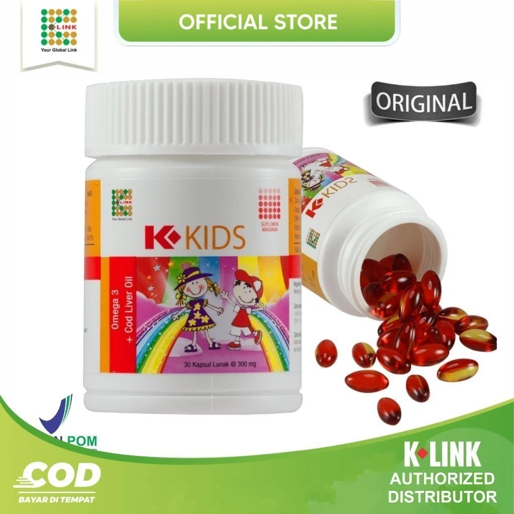 K KIDS OMEGA KIDS K LINK OMEGA 3 MINYAK IKAN KOD + VITAMIN A & D SUPLEMEN ANAK
