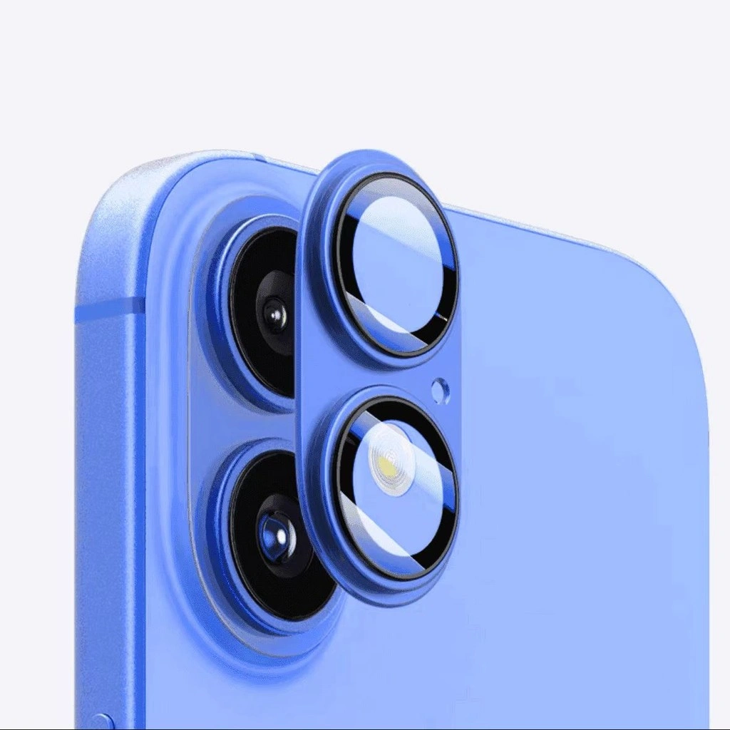 Titanium Metal Ring Camera Protector 9H Tempered Glass Integrasi Lensa Kamera hp for iPhone 16/16 Series Mobile Lens 9H Glass Mini Tempered Glass Lens Protection Accessories