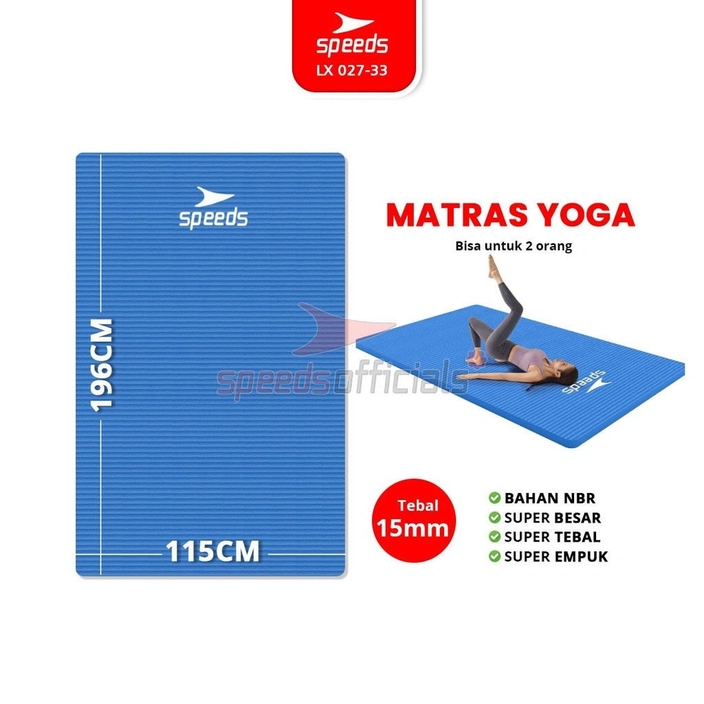 SPEEDS Yoga Mat Luas Empuk 196x115x30mm Matras Yoga Besar Anti Slip Tebal Premium Alas Yoga Senam Elastis Karpet 027-33