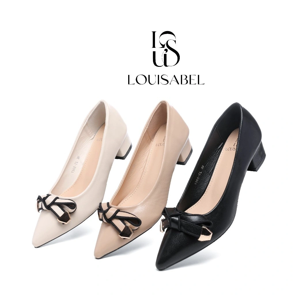 LOUISABEL Bow Diva Block Heels Sepatu Wanita Tapak Tahu LSB-1368-EL