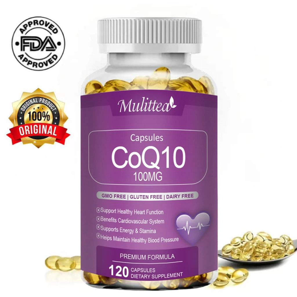 Mulittea Coenzyme Q10(Ubiquinone) Supplement with PQQ and BioPerine & Omega-3 for High-Absorption, Powerful-Antioxidant, Support Heart & Energy Production 120pcs Daya Serap Tinggi, Antioksidan Kuat, Mendukung Produksi Jantung & Energi