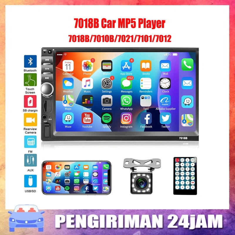<Stok Tersedia>7200 7021 7101 7010 7018b 7042 DIN 7-inci Head UnitDouble Din unit dual-head android Bluetooth Audio Car Radio FM/USB/MP5 Player 7018B Layar Layar Sentuh dan Kamia Steering Car Mobil