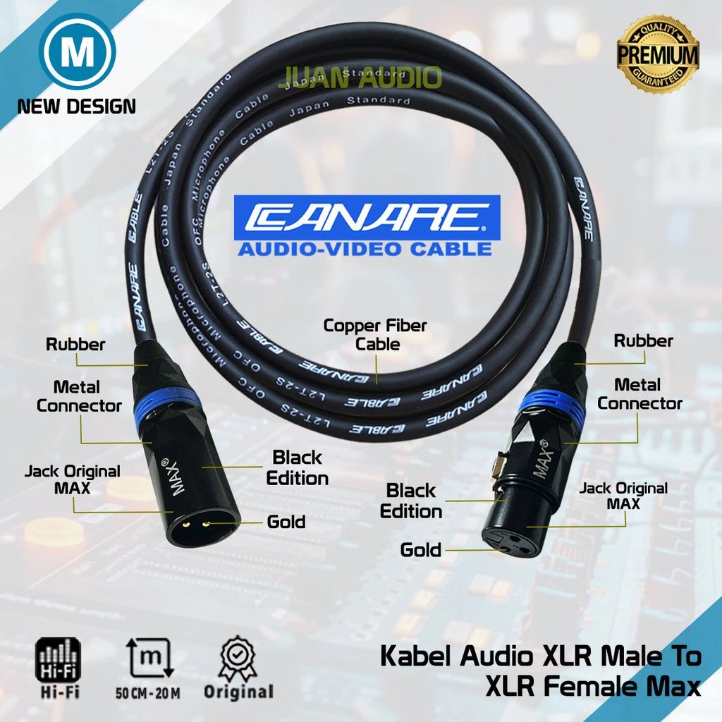 Kabel Audio Profesional Canon XLR Male To XLR Female MAX - STANDARD JAPAN