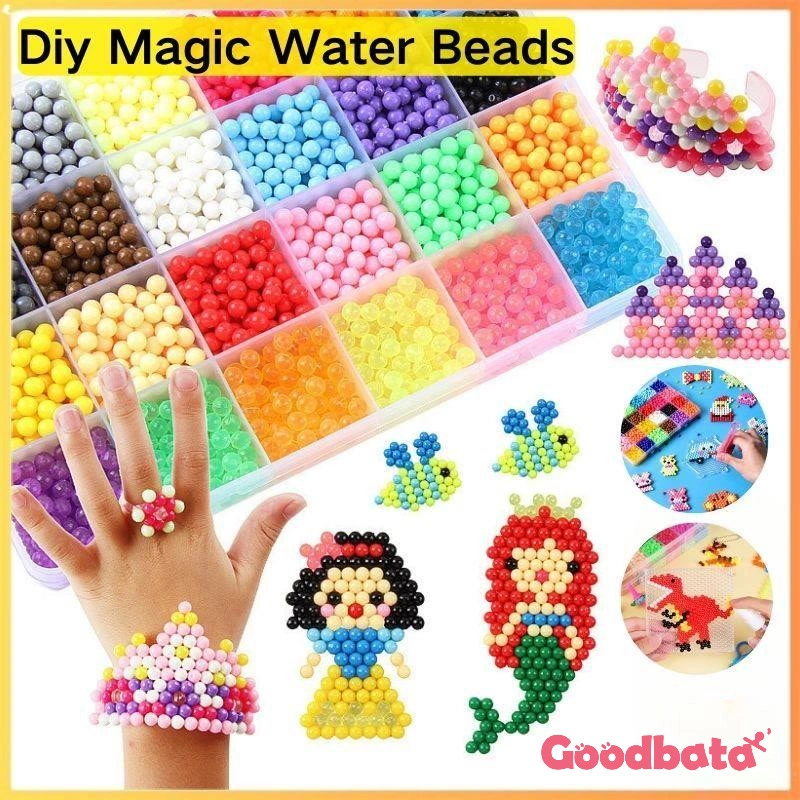 Goodbata 1000/2400 PCS Diy Anak Magic Water Beads / Mainan Anak Diy Beads Set / Mainan Edukasi Anak Mainan Edukasi Magic Water Beads Mainan Puzzle Manik Ajaib Produksi Diy Mainan Pendidikan Buatan Tangan Kado Anak