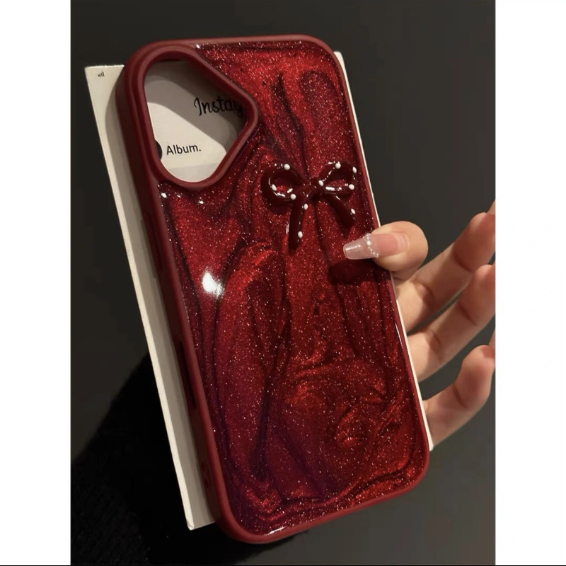 Luxury Dropping Glue Glitter Bowknot Phone Case for iPhone17pro max 16 15 14 13 12 11 Pro Max Shockproof Camera Protection Drop-proof Hard Back Cover