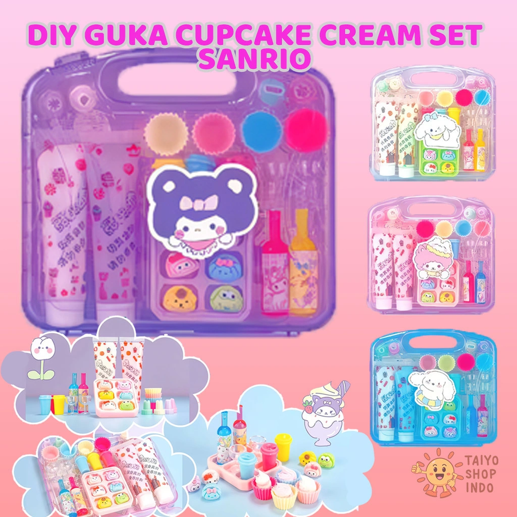 TAIYO DIY Guka Cupcake Deco Cream Set Box Gooka Krim Clay Aksesoris Hiasan Seni Kerajinan Mainan