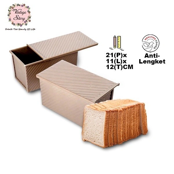Loyang Roti Kue Panjang Loaf Pan Dengan Penutup Premium Bread Mould Tray