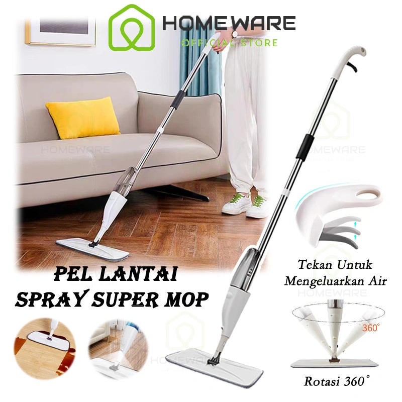 Home Ware Super Mop Alat Pel Lantai Semprot Praktis Pel Semprot Model Terbaru Ultra Mop Cleanze White Alat Pembersih Lantai Pel Praktis Tanpa Ember Alat Pel Otomatis pencet Pel Pembersih Pel Semprot Otomatis