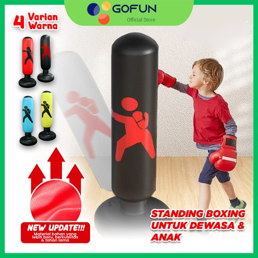 Samsak Tinju Angin Berdiri Samsak Tinju Standing Punching Tinju Boxing Target Inflatable - Gofunshop