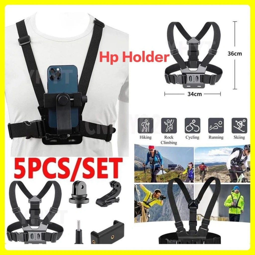 SBY Strap Tali Dada Pegangan Handphone & Mount Kamera Body Belt Holder HP Clip Clamp 360 Go Pro CAM