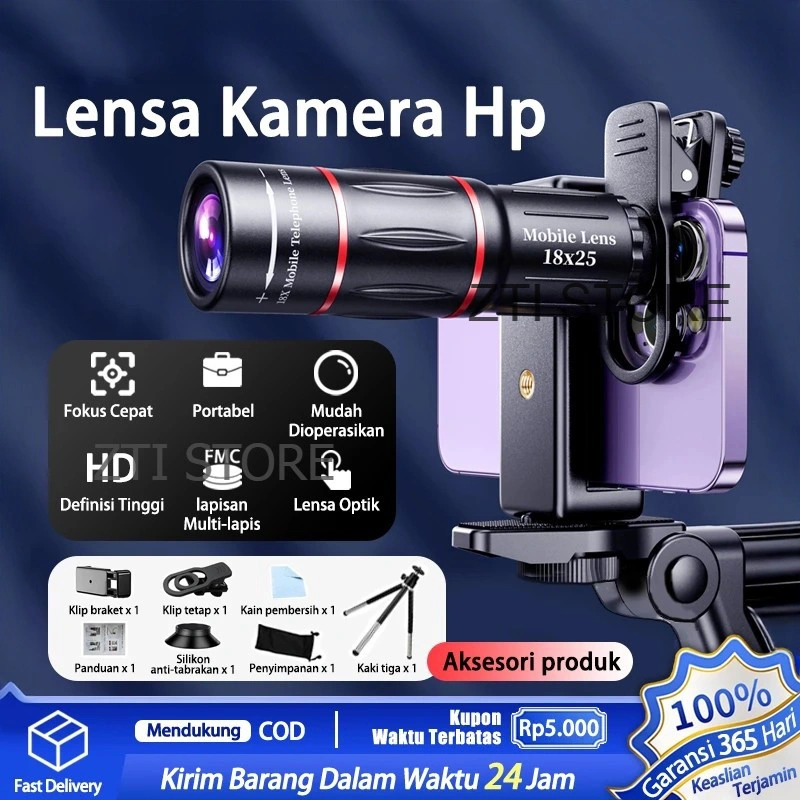 Lensa Apexel 28x Zoom Tele Zoom Apexel 28x Telezoom 18x25 Original Dengan Tripod Universal 18X Handphone Bermata HD